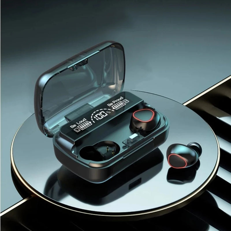 Headset Bluetooth 5.1 com Case LED Digital, à Prova d'Água, Potente, Bateria Longa, Controle por Toque