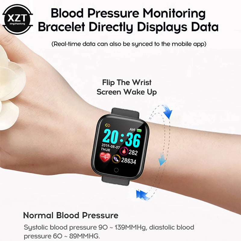 Relógio Inteligente Monitor de Saúde Y68 Relógios Esportivos Masculinos e Femininos, Pulseira de Monitoramento de Fitness, Passos, Calorias, Relógio Bluetooth D20