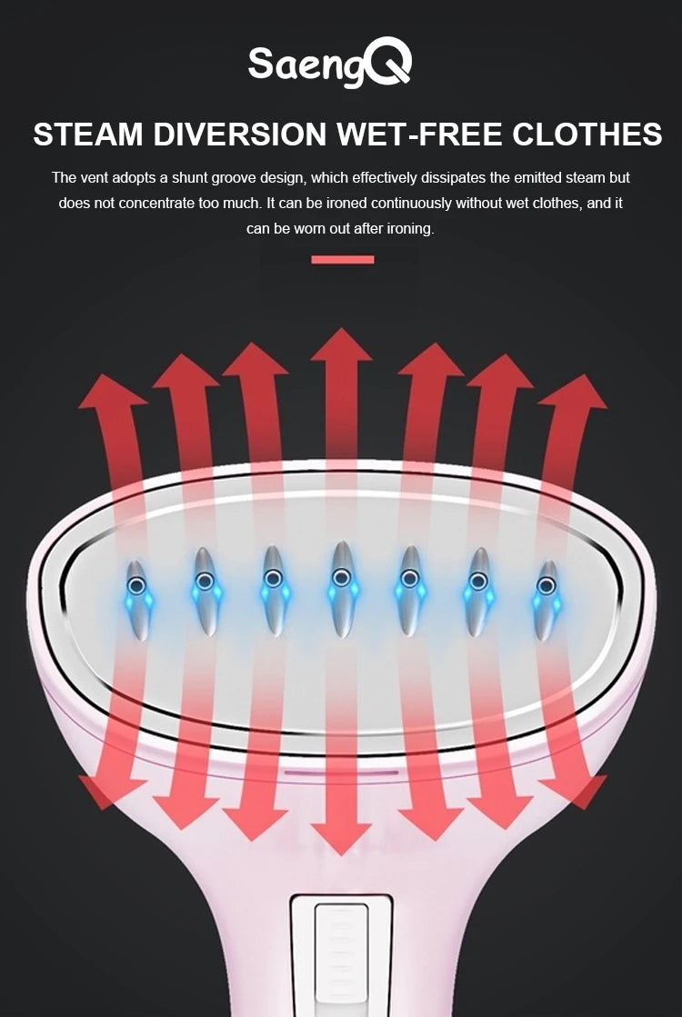 Ferro a Vapor SaengQ, Vaporizador de Roupas, Portátil, 1500W, Vertical, 350ml, Mini, Ideal para Viagens e Passar Roupas em Casa
