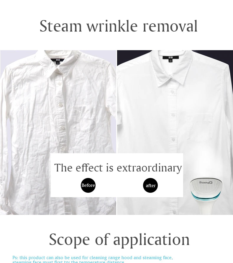 Ferro a Vapor SaengQ, Vaporizador de Roupas, Portátil, 1500W, Vertical, 350ml, Mini, Ideal para Viagens e Passar Roupas em Casa