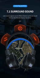 Fone de Ouvido Gamer G58 G60 7.1 Stereo SVirtual Surround com Bass e Microfone LED para Computador PC Gamer Dobrável