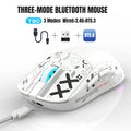 Mouse gamer sem fio HXSJ T90 2.4G com 3 modos, botões silenciosos e ergonômicos, RGB colorido com iluminação de fundo e bateria recarregável de 650mAh para laptop.