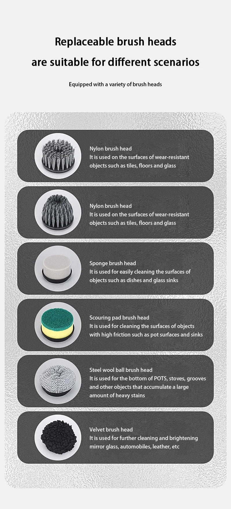 Escova de Limpeza Elétrica Sem Fio Xiaomi 6 em 1 de Alta Potência para Cozinha, Casa, Multiuso, Cabeça Substituta para Vaso Sanitário, Escova de Limpeza Portátil