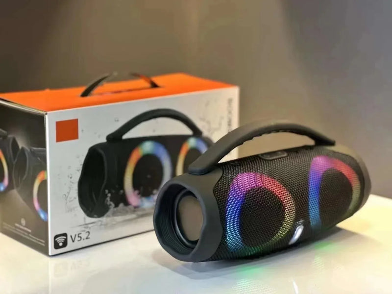 Caixa de som bluetooth BOMBOX 100W de alta potência com luzes RGB coloridas, à prova d'água