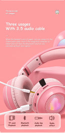 Fones de Ouvido Sem Fio Orelhas de Coelho com Microfone Fones de Ouvido Fofo para Meninas Fones de Ouvido Bluetooth para Crianças Fones de Ouvido para Jogos