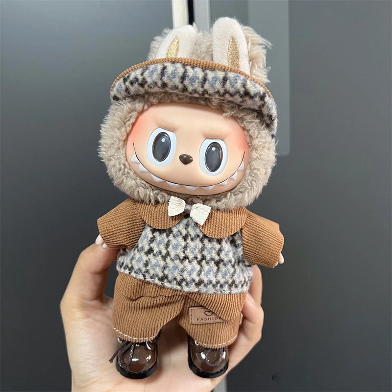 Roupas para Boneca Labubu de 17cm Roupas de Moda Bonitas V1V2 Vestuário de Ídolo DIY Presente para Crianças Vestido Labubu Capa Roupas Acessórios de Cabelo Ropa