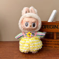 Conjunto de roupas de trabalho Mini 17cm Labubu Pingente de pelúcia de algodão DIY, saia e camiseta para boneca