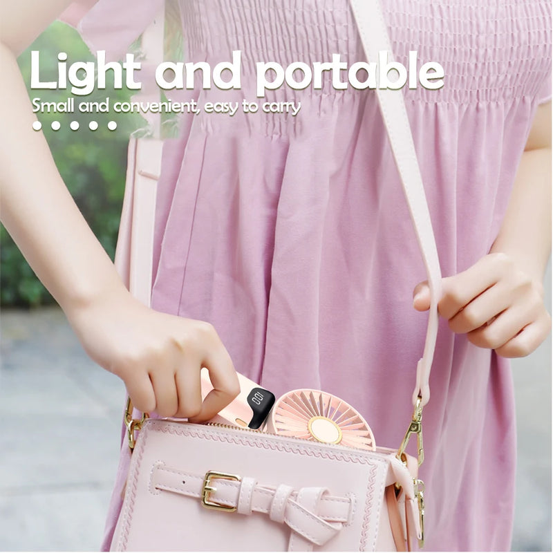 Ventilador Mini Portátil USB para Uso Externo, Ventilador de Mão com Suporte para Telefone de Mesa, 3 Ajustes de Ventos, Longa Vida Útil, Ventilador Mini Multifuncional