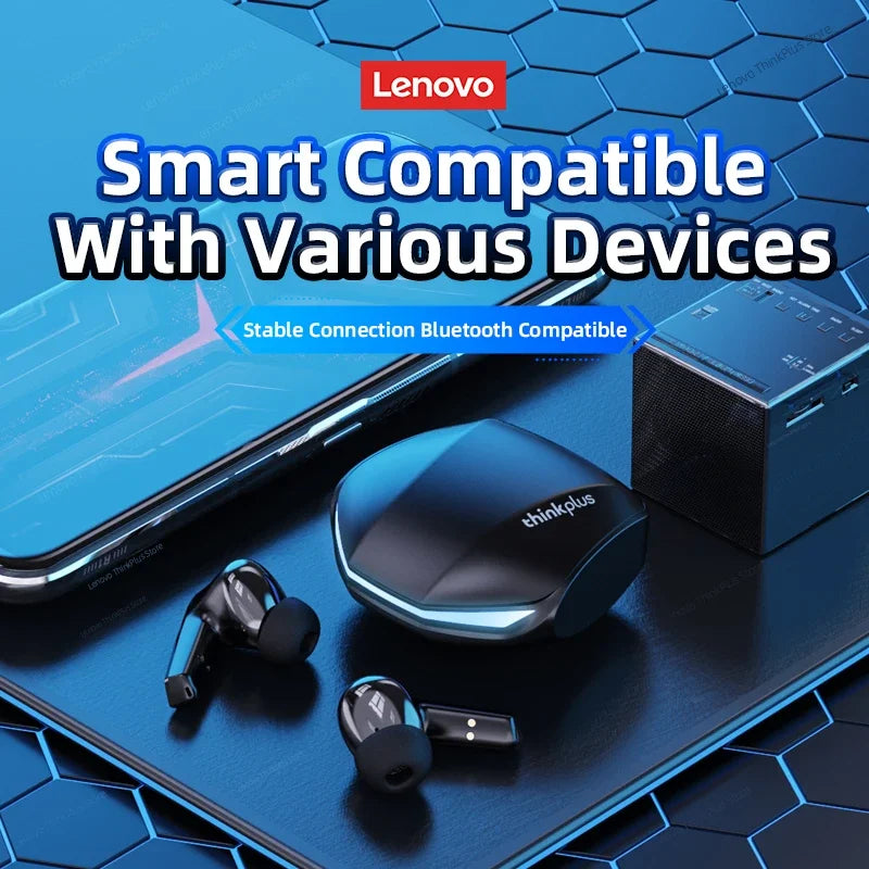 Fones de Ouvido Gaming Lenovo GM2 Pro Bluetooth 5.3 Headset Esportivo com Modo Duplo, Chamada HD, Redução de Ruído e Microfone para iPhone 2024