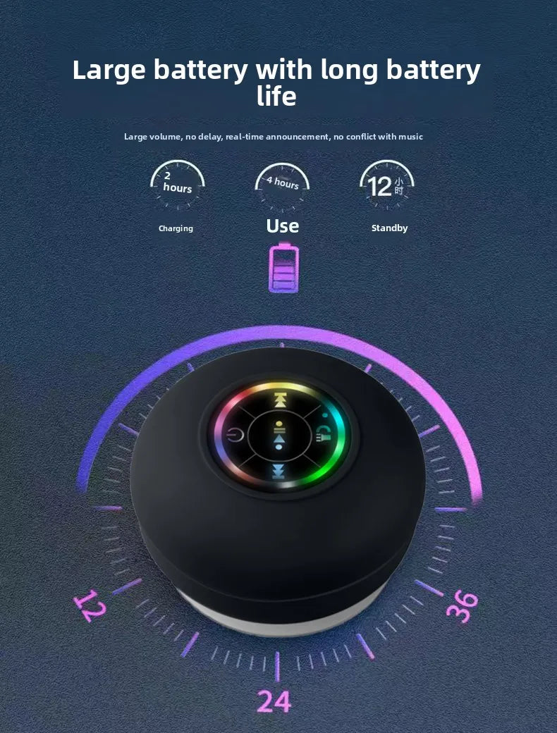 Mini Alto-Falante Portátil MINGCVIL Bluetooth à Prova d'Água IPX4 com Luzes LED para Banheiro e Área Externa, com Ventosa Grande que Pode Ser Fixada na Parede