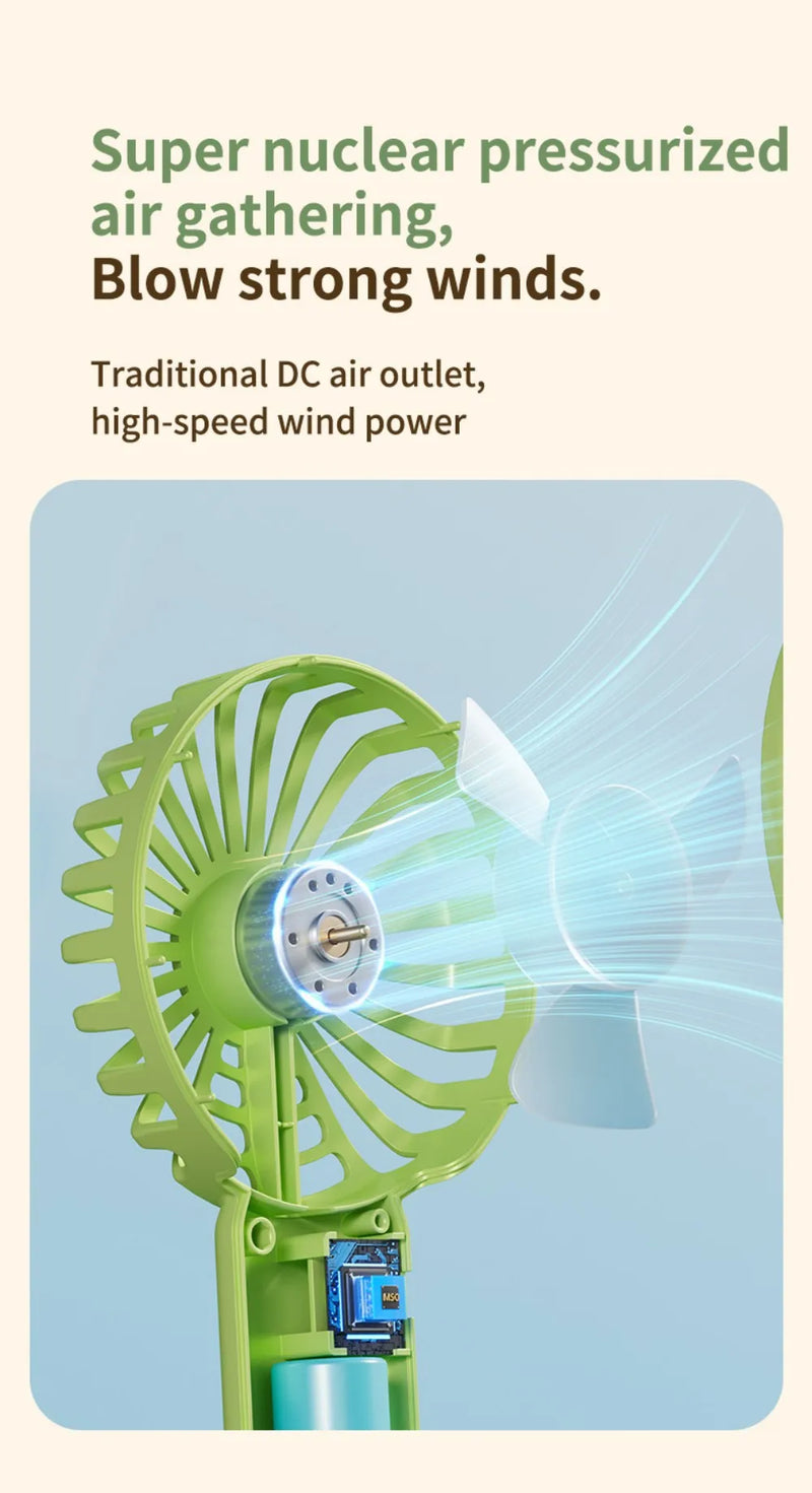 Ventilador Mini Portátil USB para Uso Externo, Ventilador de Mão com Suporte para Telefone de Mesa, 3 Ajustes de Ventos, Longa Vida Útil, Ventilador Mini Multifuncional