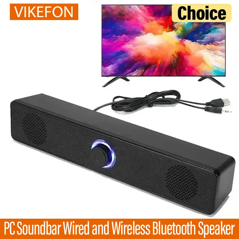 Barra de Som com Fio e Bluetooth Sem Fio, Caixa de Som USB Alimentada para TV, PC, Laptop, Jogos e Sistema de Áudio Surround para Home Theater