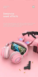 Fones de Ouvido Sem Fio Orelhas de Coelho com Microfone Fones de Ouvido Fofo para Meninas Fones de Ouvido Bluetooth para Crianças Fones de Ouvido para Jogos