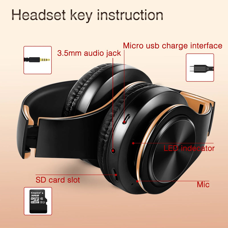 Fones de Ouvido Sem Fio Bluetooth Estéreo Masculinos com Microfone Embutido e Conector de 3,5 mm para Xiaomi Samsung iPhone