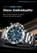 Relógio de Luxo POEDAGAR para Homens com Calendário Luminosa à Prova d'Água Relógio Masculino Cronógrafo em Aço Inoxidável Relógios de Quartzo Masculinos Reloj