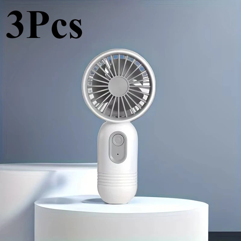 Ventilador Portátil Mini USB Recarregável com 3 Velocidades, Ventilador de Mão para Opção de Presente, Perfeito para Escritório, Atividades ao Ar Livre, Viagens, Camping