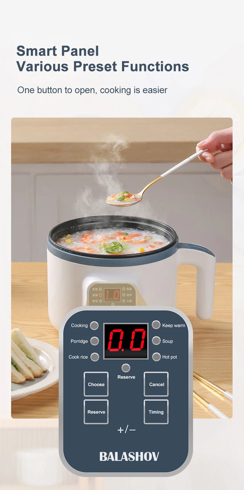Mini Panela de Arroz Elétrica Inteligente Automática de Camada Simples e Dupla para Cozinhar em Casa para 1-2 Pessoas MultiPanela Panela de Arroz a Vapor