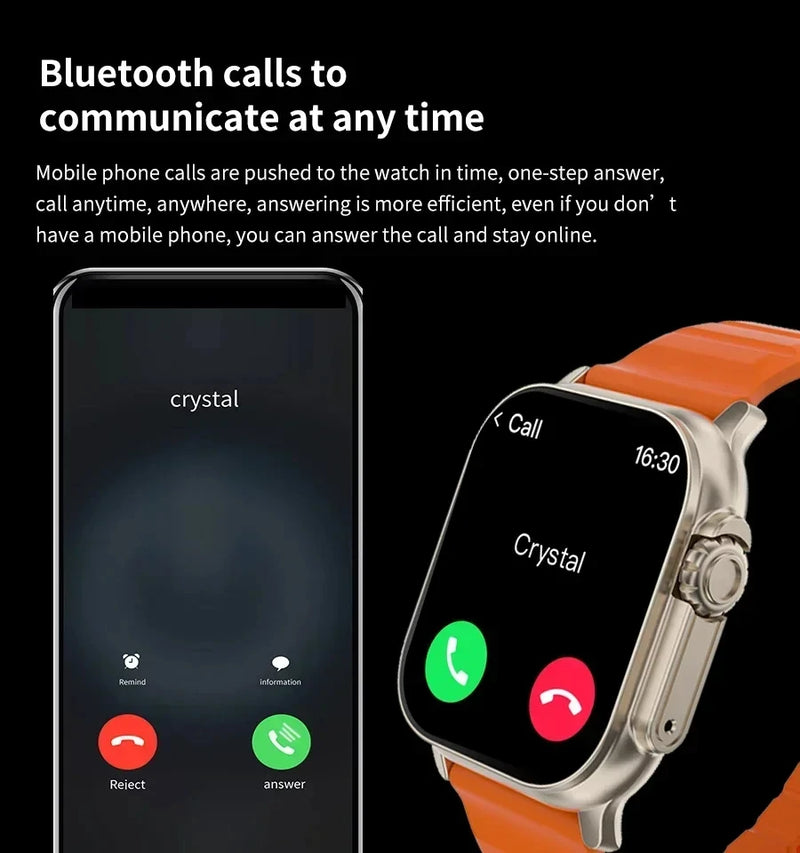 LAXASFIT T900Ultra Smartwatch Bluetooth Fala Smartwatch Alerta de Mensagens Monitor de Frequência Cardíaca Relógio Esportivo para Android iOS Homens Mulheres