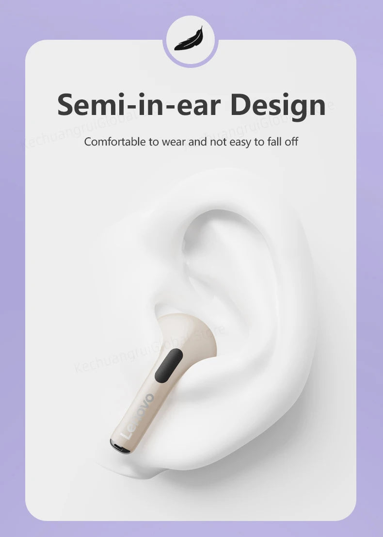 Fones de Ouvido Lenovo LP40 II Originais LP40 Plus TWS Bluetooth 5.3 Sem Fio Fones de Ouvido Esportivos com Redução de Ruído e Controle por Toque