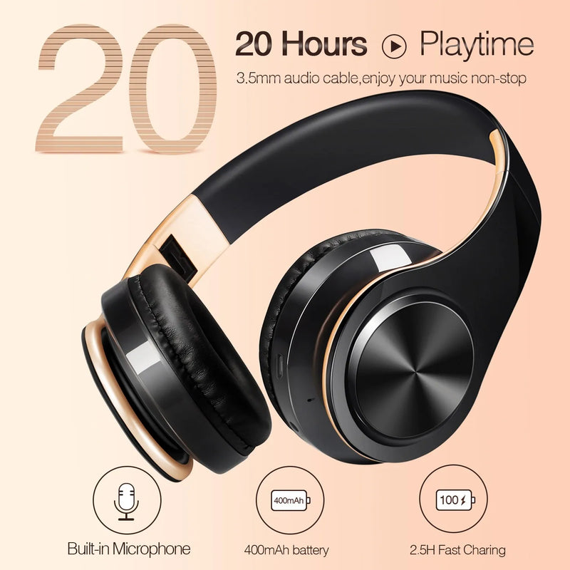 Fones de Ouvido Sem Fio Bluetooth Estéreo Masculinos com Microfone Embutido e Conector de 3,5 mm para Xiaomi Samsung iPhone