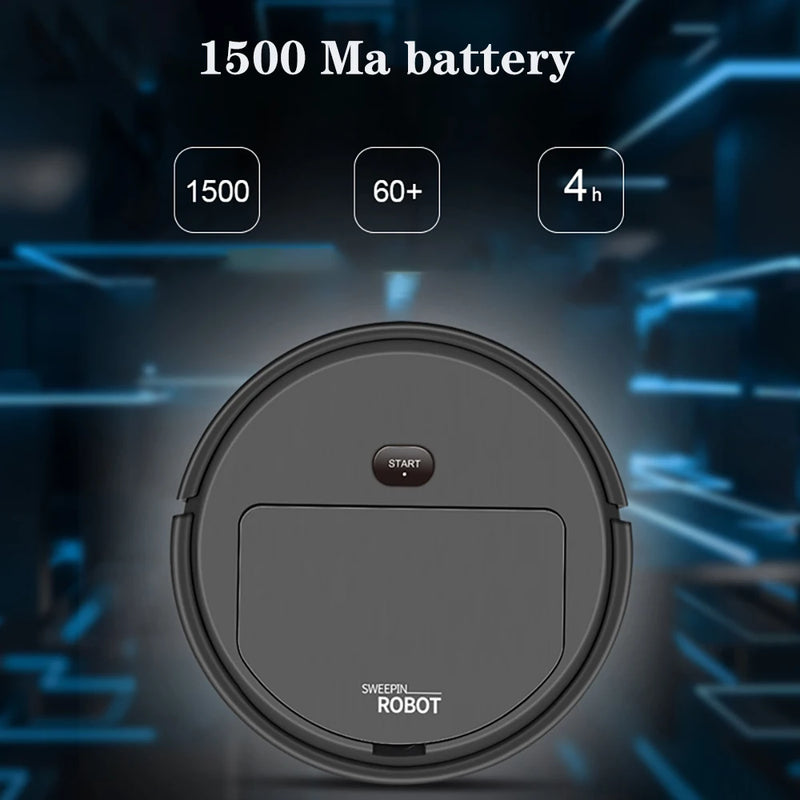 Novo Aspirador de Pó Robot Aspirador de Mopa 3 em 1 Inteligente Sem Fio 1500Pa Limpeza ao Arrastar Varre o Chão para Limpeza em Casa ou Escritório
