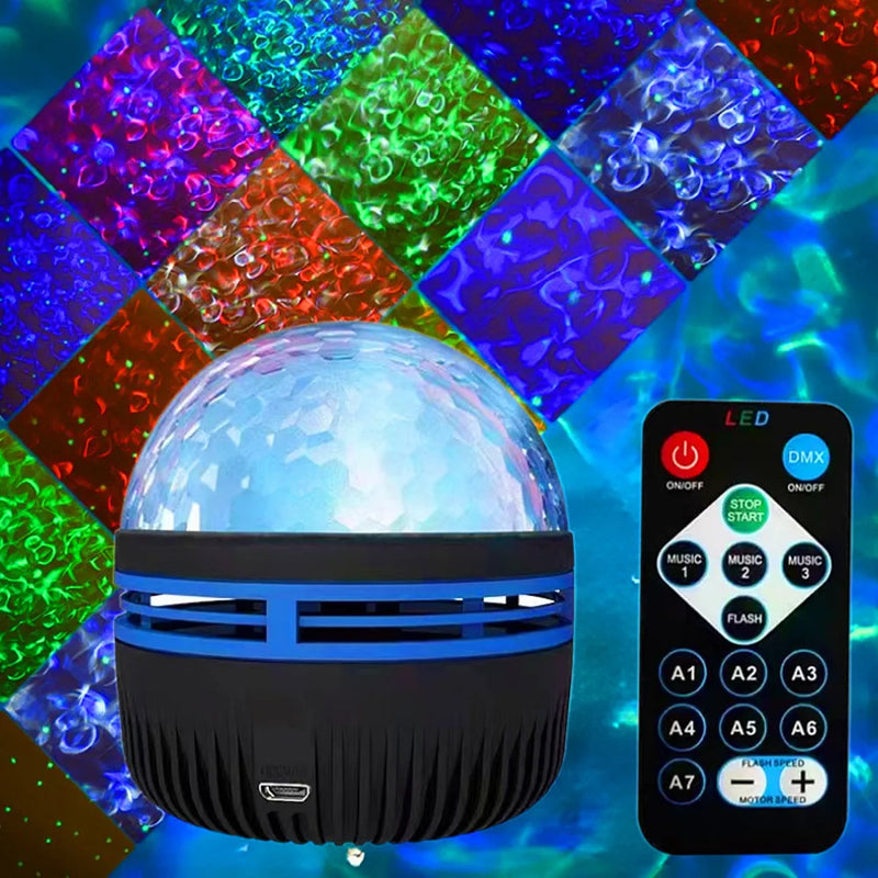 Projetor Galaxy USB Aurora 5V Luz Noturna 360° Rotativa, Luzes Coloridas GB com Controle Remoto para Decoração de Sala de Home Theater