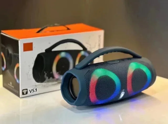 Caixa de som bluetooth BOMBOX 100W de alta potência com luzes RGB coloridas, à prova d'água