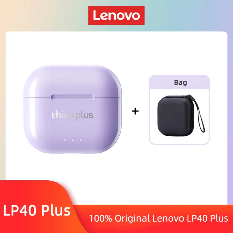 Fones de Ouvido Lenovo LP40 II Originais LP40 Plus TWS Bluetooth 5.3 Sem Fio Fones de Ouvido Esportivos com Redução de Ruído e Controle por Toque