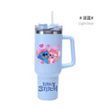 Copa Térmica de Café Lilo & Stitch com Canudo, Copo Térmico de Aço Inoxidável Isolado a Vácuo de 40oz para Bebidas Geladas, Copo de Viagem para Uso Externo