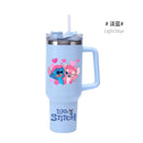 Copa Térmica de Café Lilo & Stitch com Canudo, Copo Térmico de Aço Inoxidável Isolado a Vácuo de 40oz para Bebidas Geladas, Copo de Viagem para Uso Externo