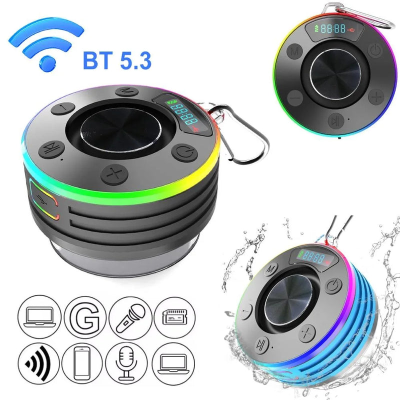 Caixa de Som  Subwoofer IPX7 À Prova D'Água Sem Fio com Ventosa para Banheiro