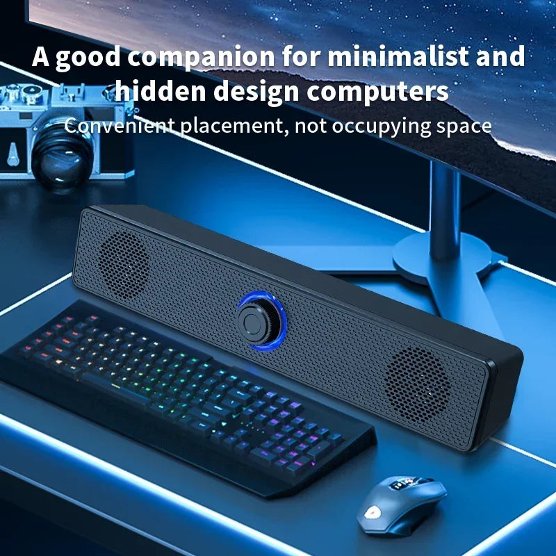 Barra de Som com Fio e Bluetooth Sem Fio, Caixa de Som USB Alimentada para TV, PC, Laptop, Jogos e Sistema de Áudio Surround para Home Theater
