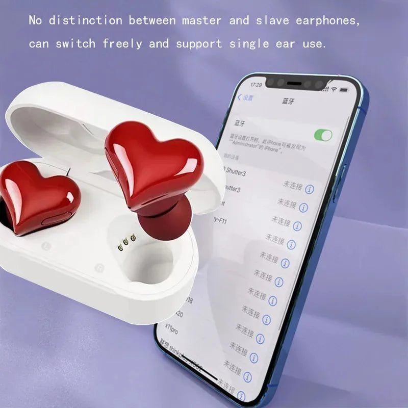 Novo Fone de Ouvido Sem Fio Bluetooth Original em Formato de Coração Fones de Ouvido Femininos Fones de Ouvido de Alta Qualidade Auriculares em Forma de Coração Presente para Meninas