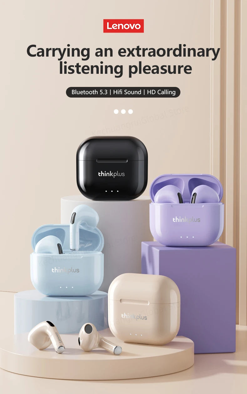 Fones de Ouvido Lenovo LP40 II Originais LP40 Plus TWS Bluetooth 5.3 Sem Fio Fones de Ouvido Esportivos com Redução de Ruído e Controle por Toque