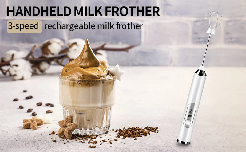 Mini Batedor de Leite para Café Misturador Portátil Batedor de Ovos Elétrico Espumador de Leite para Matcha Cappuccino Batedor de Creme Espumoso