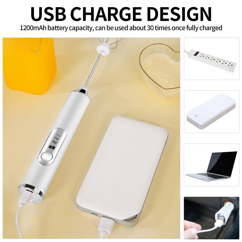 Mini Batedor de Leite para Café Misturador Portátil Batedor de Ovos Elétrico Espumador de Leite para Matcha Cappuccino Batedor de Creme Espumoso