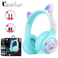 Fones de Ouvido Sem Fio RGB com Orelhas de Gato para PC, Bonito Fone de Ouvido Bluetooth em Forma de Cápsula Espacial 3D, Fone de Ouvido Gamer Dobrável para Presentes de Crianças e Meninas