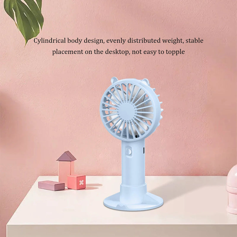 Ventilador portátil mini USB recarregável, ventiladores de mesa com base, pequeno, para maquiagem, silencioso, fresquinho, para meninas, crianças, ao ar livre, dormitório, casa
