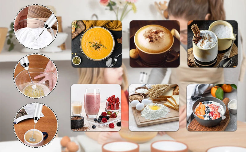 Mini Batedor de Leite para Café Misturador Portátil Batedor de Ovos Elétrico Espumador de Leite para Matcha Cappuccino Batedor de Creme Espumoso