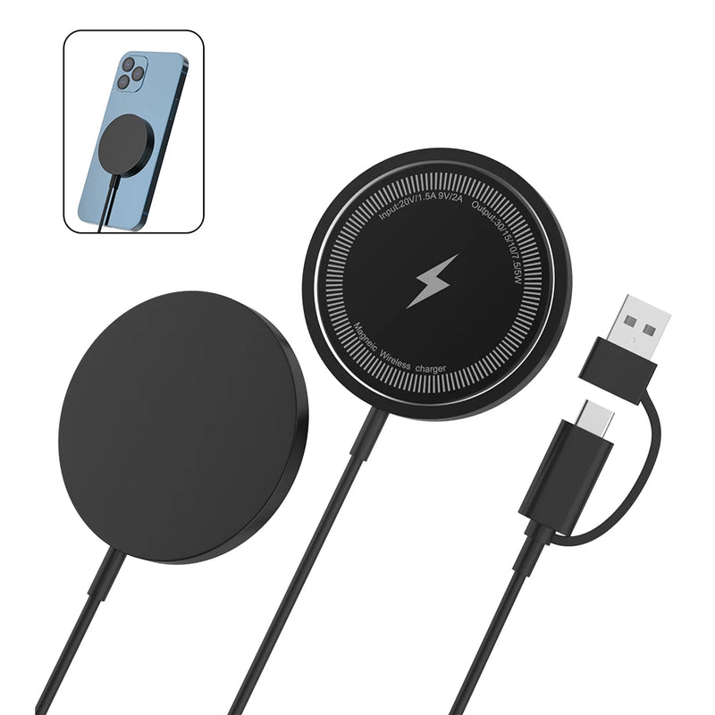 Carregador Sem Fio Magnético, Base de Carregamento Rápido para iPhone 16 15 14 13 12 Pro Max Airpods, Estação de Dock para Carregadores USB PD A