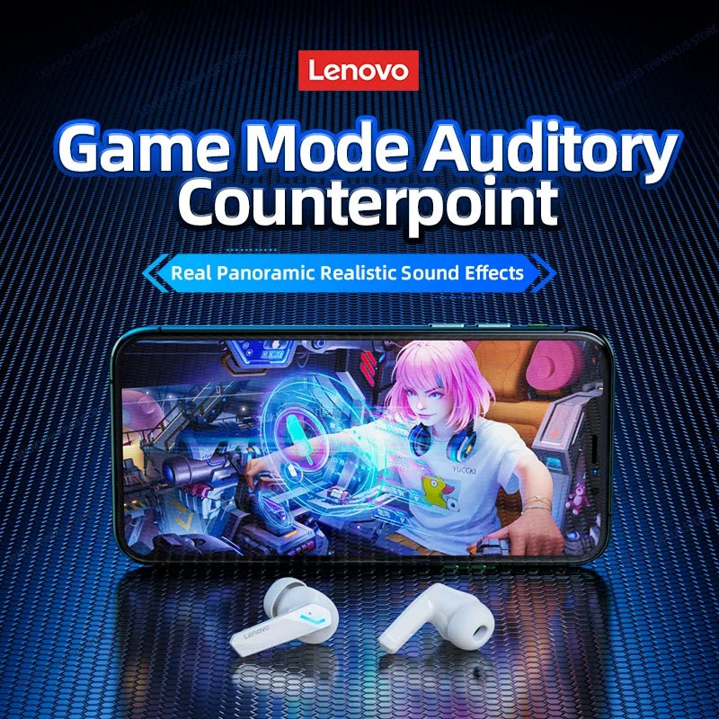 Fones de Ouvido Gaming Lenovo GM2 Pro Bluetooth 5.3 Headset Esportivo com Modo Duplo, Chamada HD, Redução de Ruído e Microfone para iPhone 2024