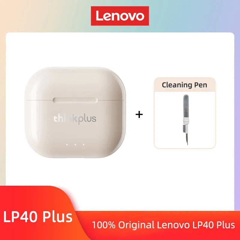 Fones de Ouvido Lenovo LP40 II Originais LP40 Plus TWS Bluetooth 5.3 Sem Fio Fones de Ouvido Esportivos com Redução de Ruído e Controle por Toque