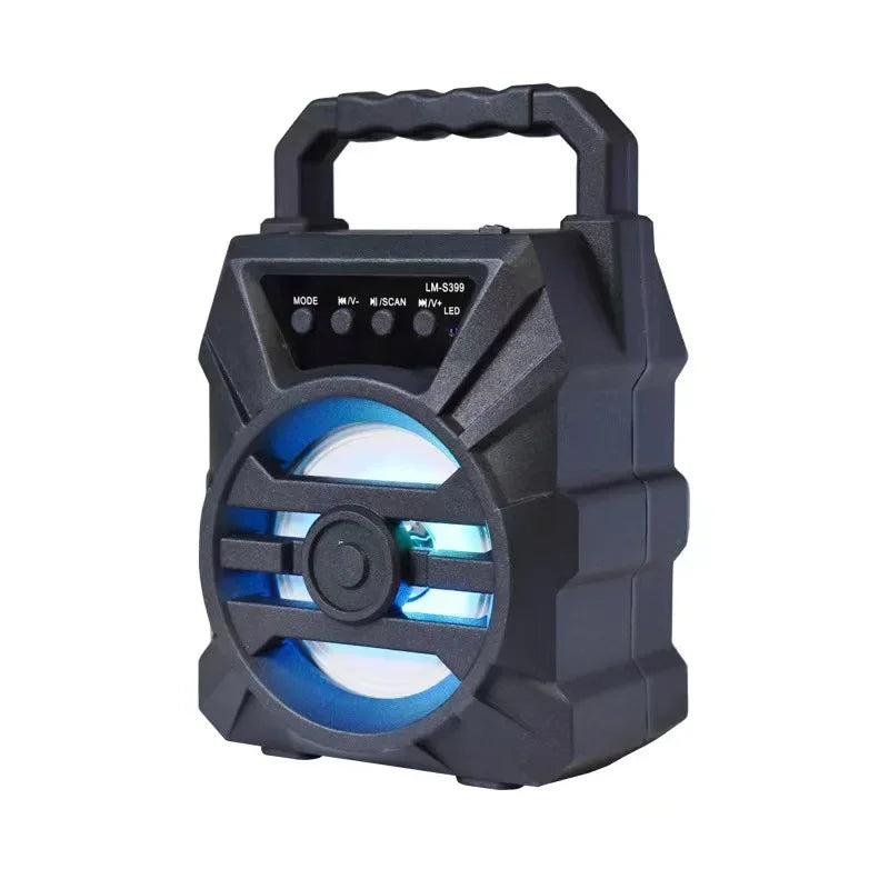 Caixa de som Bluetooth 500mAh, alto-falantes Bluetooth de alta potência com TF Udisk, karaokê portátil, subwoofers de som para dançar.