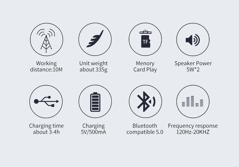 Caixas de Som Bluetooth Portáteis para Exterior, Caixa de Som Sem Fio, À Prova d'Água, Estéreo Surround, Suporta Rádio TF