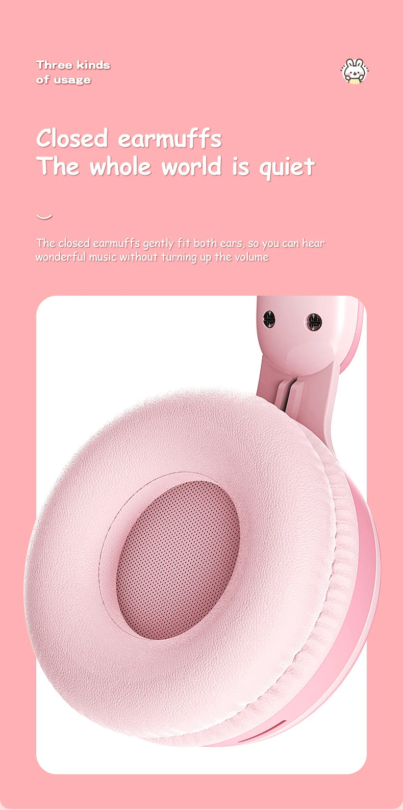 Fones de Ouvido Sem Fio Orelhas de Coelho com Microfone Fones de Ouvido Fofo para Meninas Fones de Ouvido Bluetooth para Crianças Fones de Ouvido para Jogos