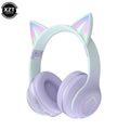Mais novo fone de ouvido sem fio com orelhinhas de gato, lanterna LED, microfone, estéreo para meninas, capacete dobrável, headset Bluetooth, presente.