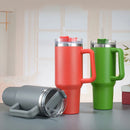 Copo de Aço Inoxidável com Estampa de Leopardo 40oz com Canudo 1Pc Copo de Carro Portátil de Grande Capacidade