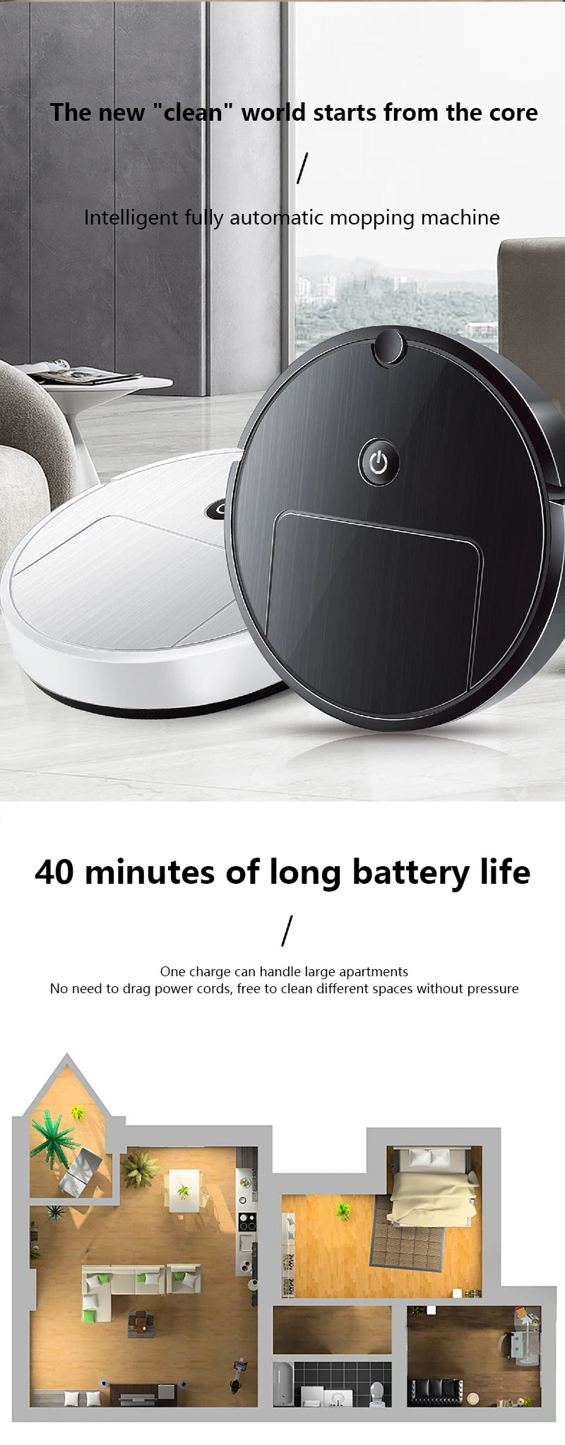 Aspirador Robô Inteligente Xiaomi 3 em 1 com Navegação Automática, Desvio de Obstáculos, Recarregável via USB para Limpeza Doméstica