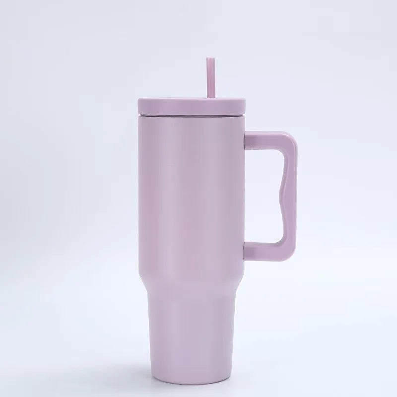 Copo de Aço Inoxidável com Estampa de Leopardo 40oz com Canudo 1Pc Copo de Carro Portátil de Grande Capacidade