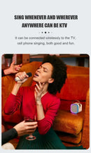 Máquina de karaokê K12 com 1/2 microfones sem fio, sistema de alto-falante portátil 5.3 PA Bluetooth com luzes RGB, áudio para casa KTV, presente para crianças